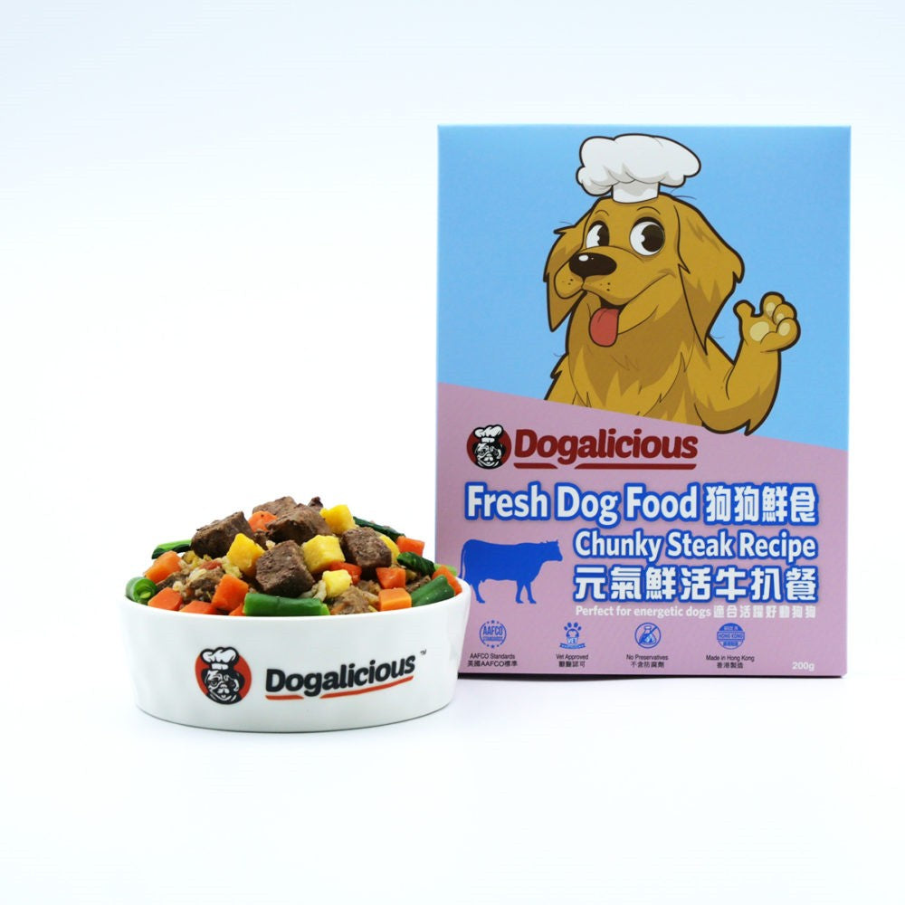 Dogalicious Frozen Fresh Made Chunky Steak Recipe Dog Food