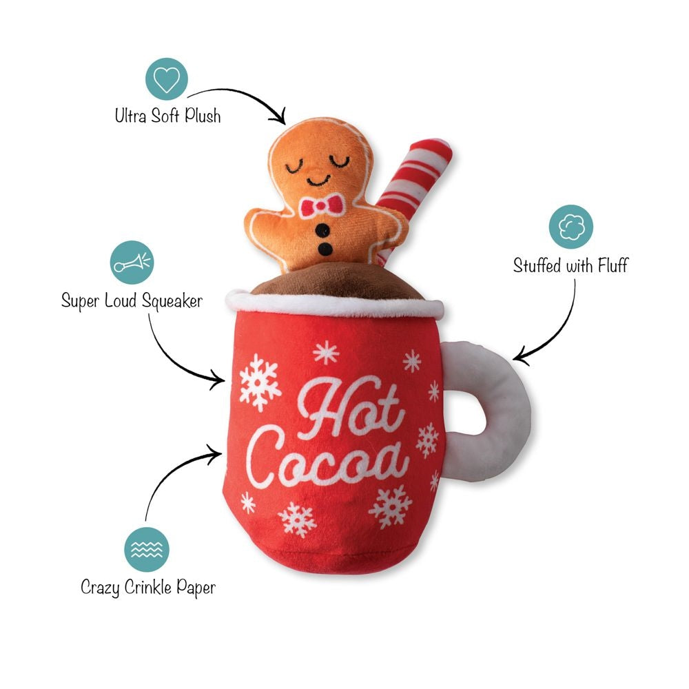 Christmas Hot Cocoa Warming Up Dog Plush Toy