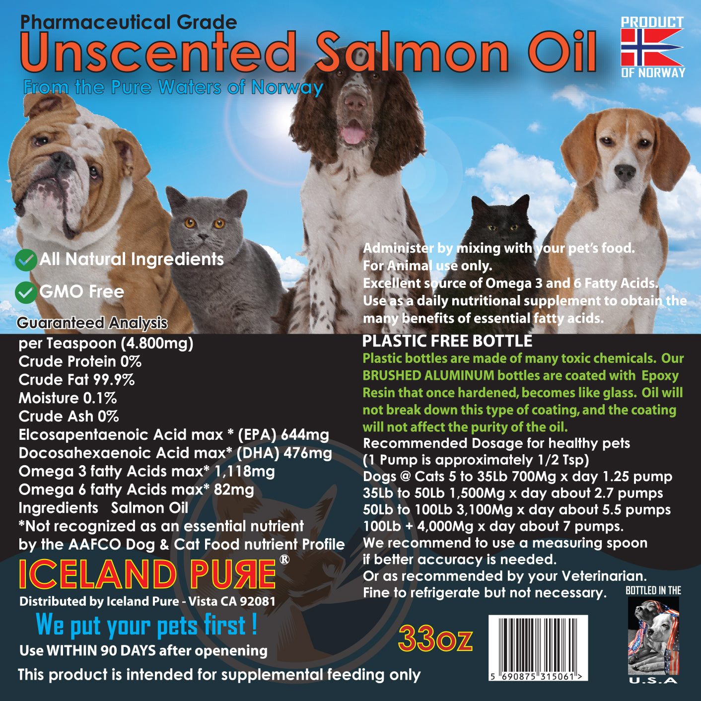 Iceland- Pure Salmon Oil for Dogs & Cats